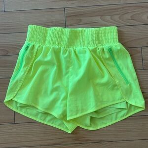 Running Shorts Neon Yellow Women's Size Medium Tights underneath